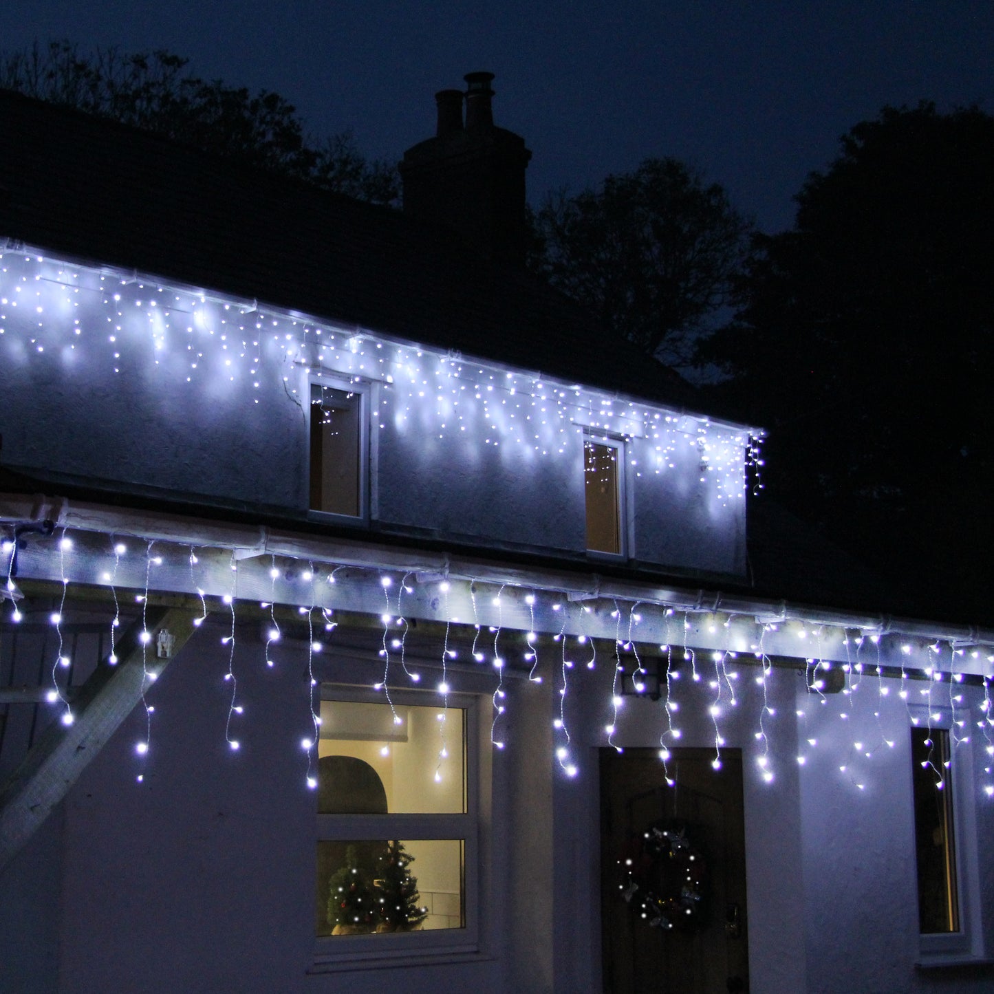 10m White Icicle Lights, 360 LEDs (8 Light Settings)