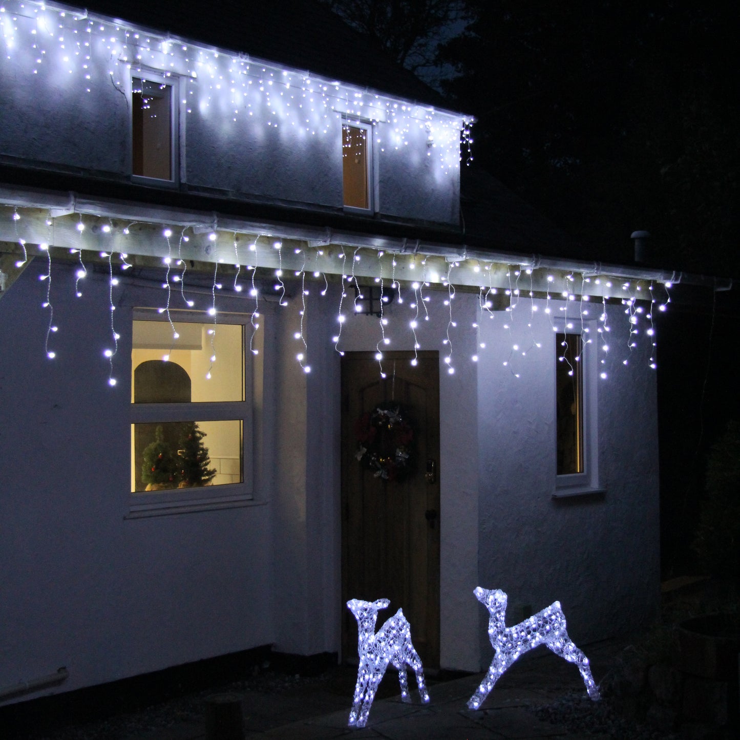 10m White Icicle Lights, 360 LEDs (8 Light Settings)