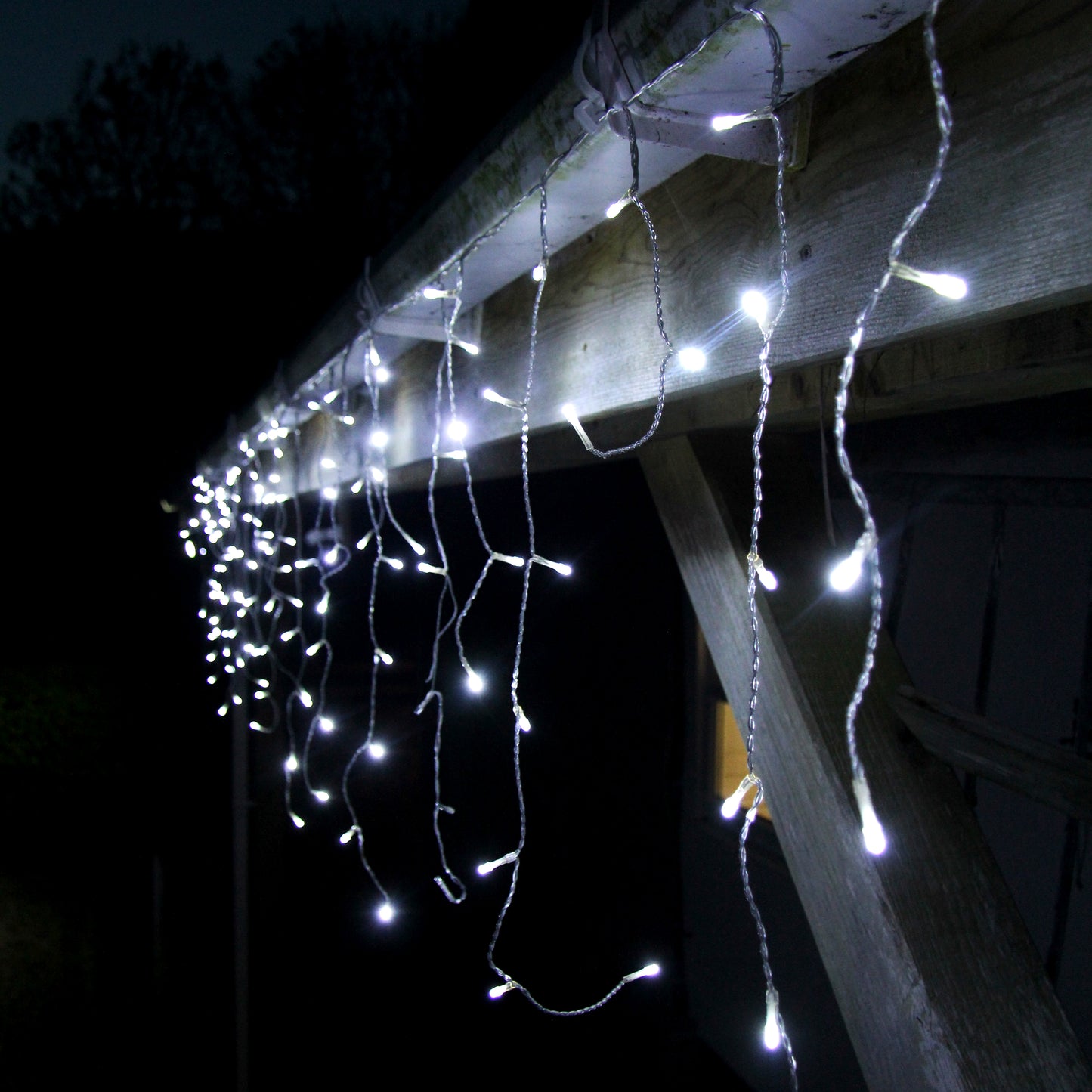 10m White Icicle Lights, 360 LEDs (8 Light Settings)