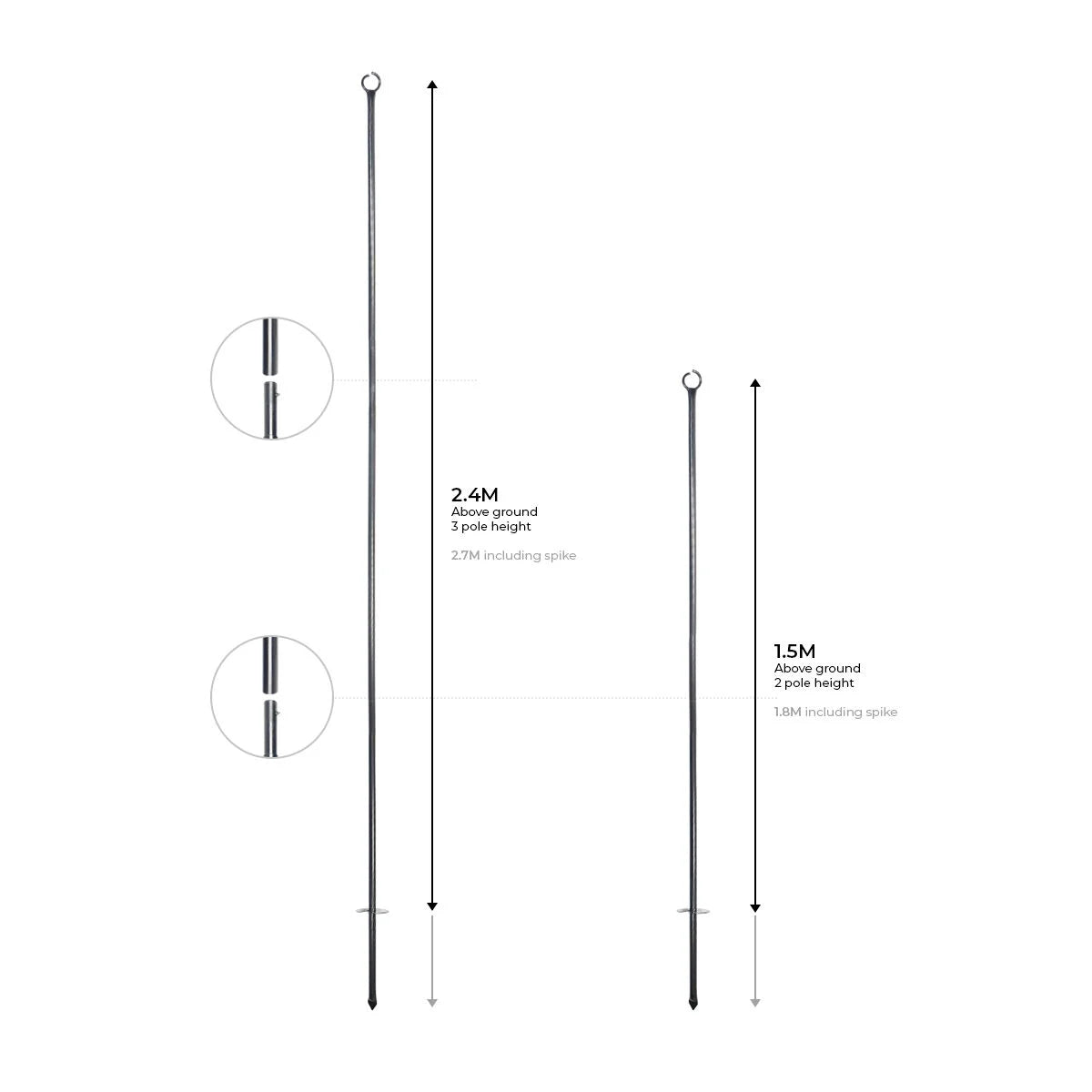 Festoon Lighting Steel Pole 2.4m