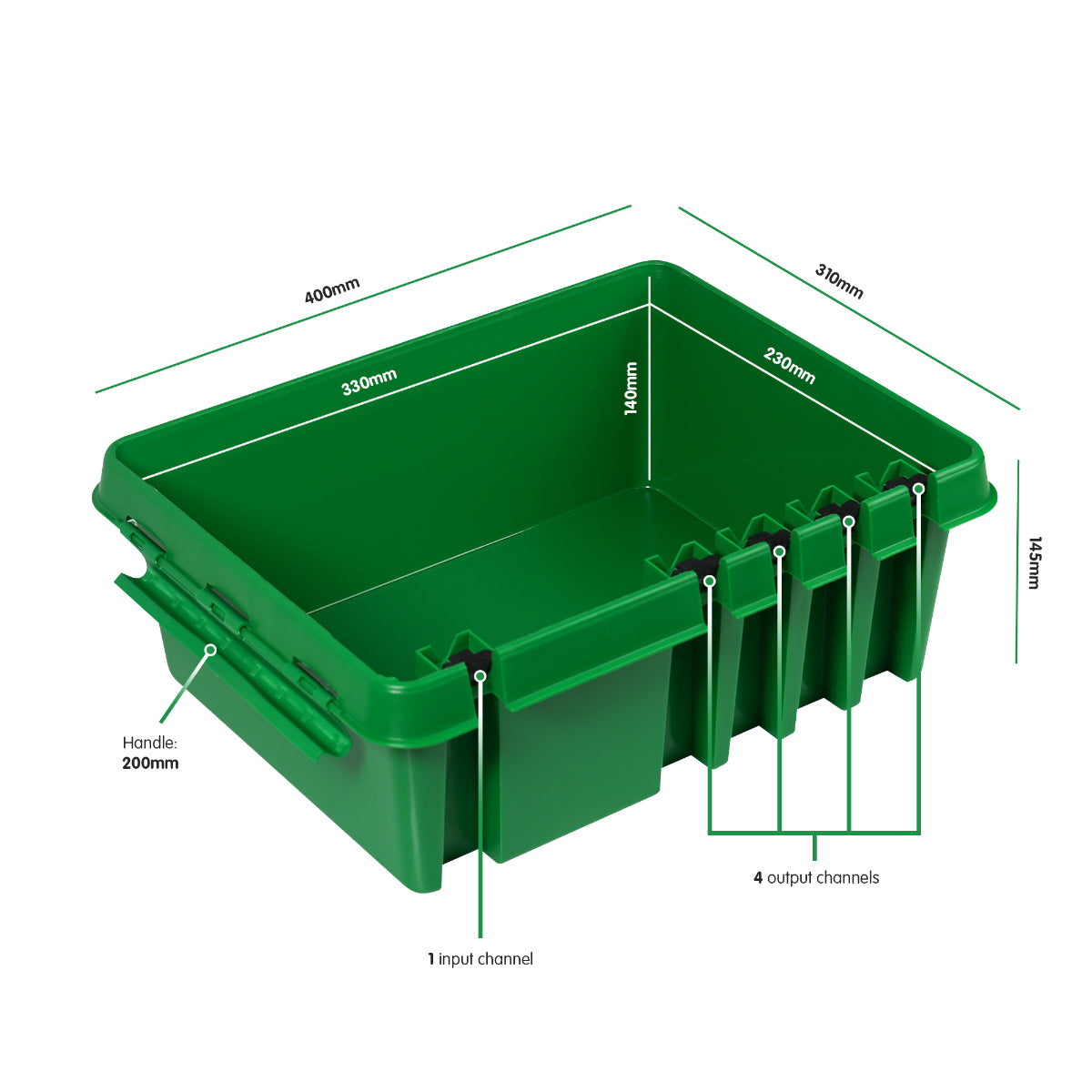 Dribox Weatherproof Connection Green Box - Dimensions