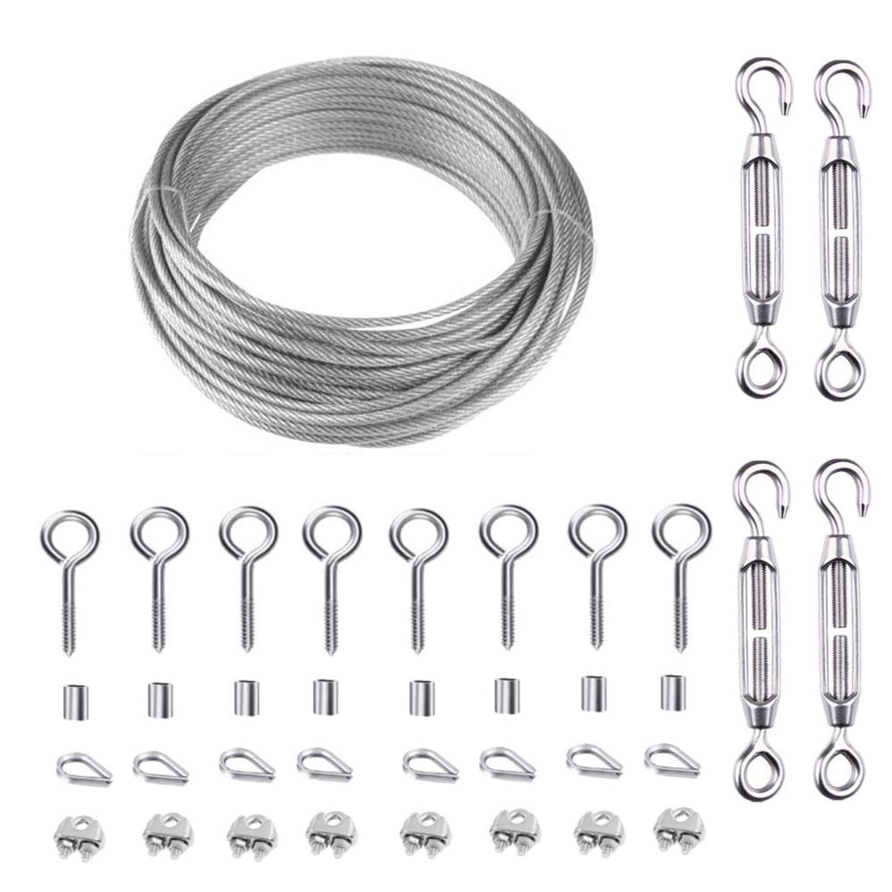 30m Stainless Steel Cable Rope Garden Wire Kit – Festoon Light