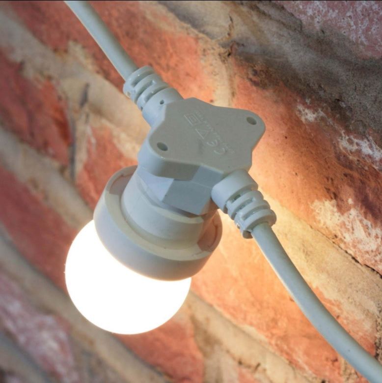 10m, 10 Sockets, White E27 Connectable Festoon Belt