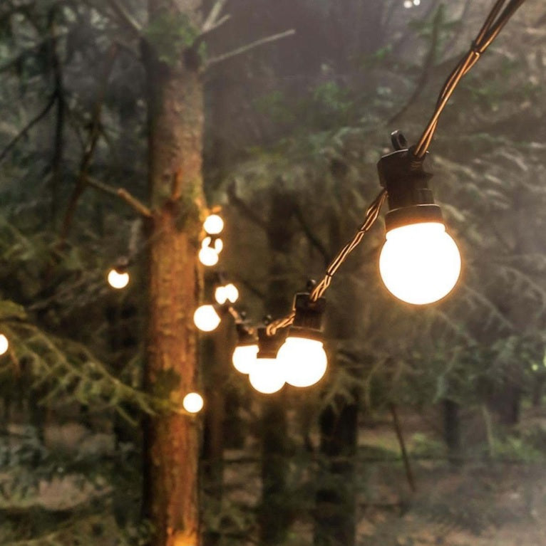 10 Connectable Warm White Festoon Lights - Frosted Bulbs