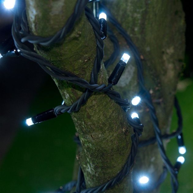 ConnectPro Outdoor LED String Lights, Flash Bulb, Connectable, Black Rubber Cable