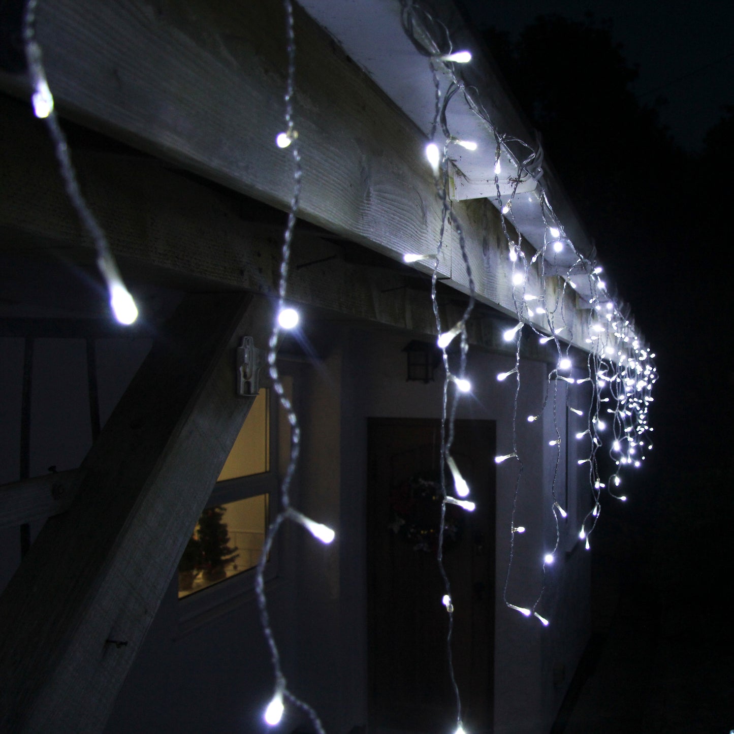 10m White Icicle Lights, 360 LEDs (8 Light Settings)