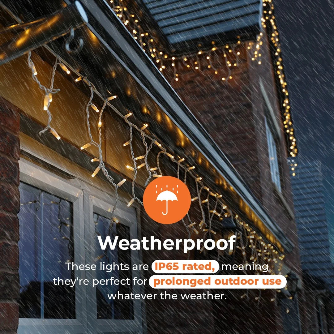 Weatherproof ConnectPro Outdoor LED Icicle Lights, Connectable
