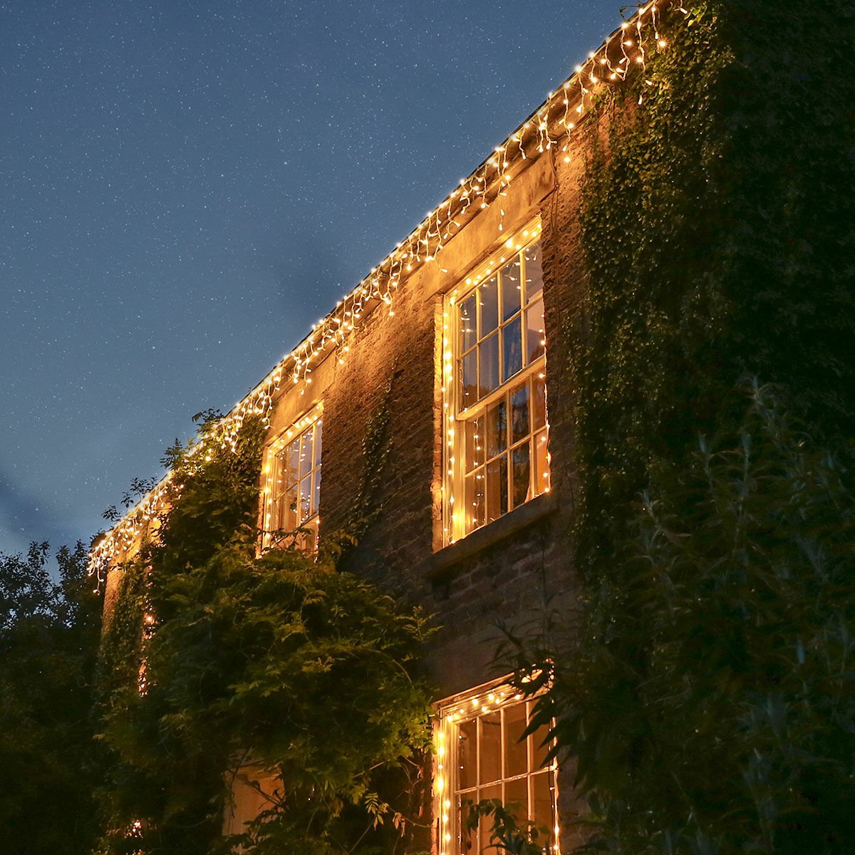 ConnectPro Outdoor LED Icicle Lights, Connectable, White Rubber Cable