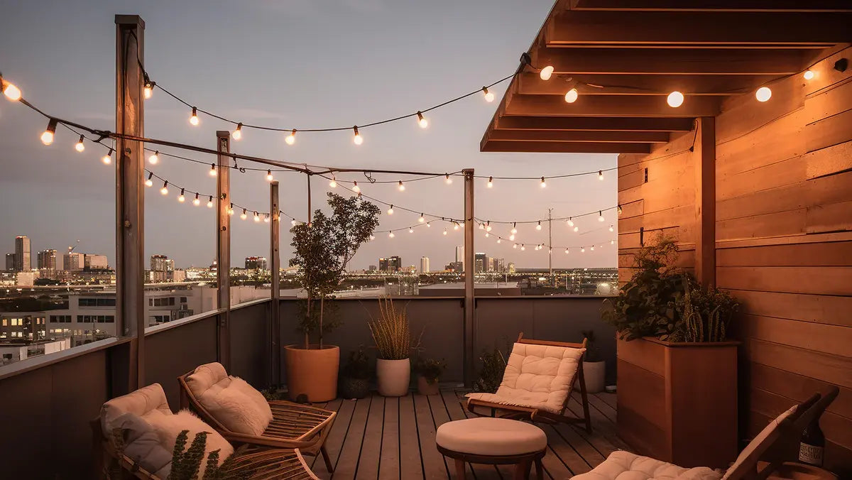 Festoon lights designs in the roof top area