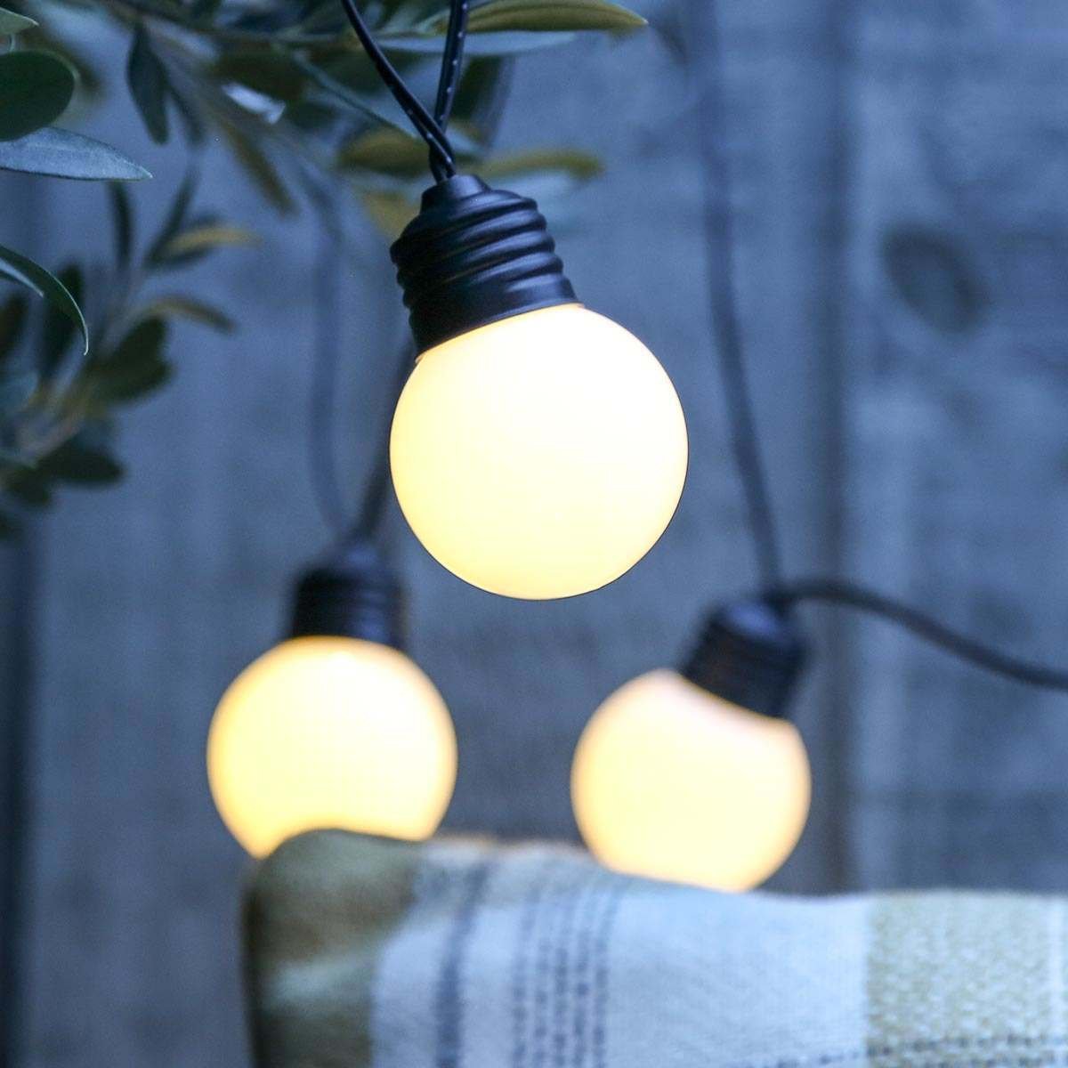 Outdoor Battery Powered Frosted Bulb Festoon Lights