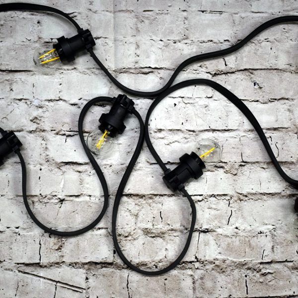 Outdoor 1m Spacing Heavy Duty Industrial Festoon Lighting Black Cable (5-100m)