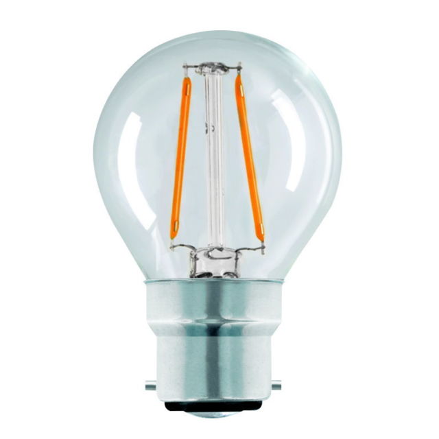 2w Golf Ball BC Filament Clear LED Warm White