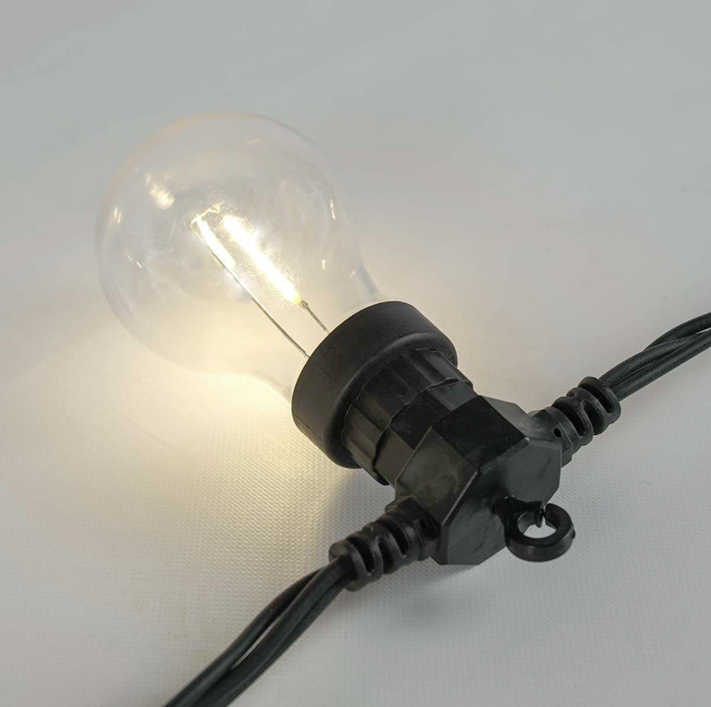 Connectable Festoon Lights, Filament Effect Clear LED Bulbs, Black Rubber Cable (ConnectPro)