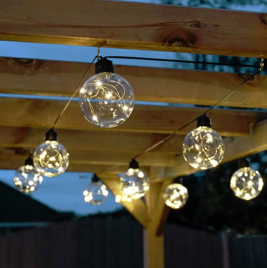 Outdoor Battery Powered Firefly Wire Clear Bulb Festoon Lights