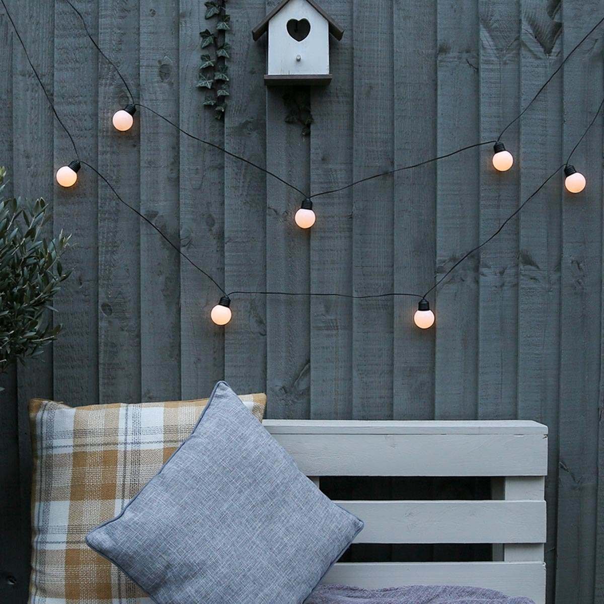 Outdoor Battery Powered Frosted Bulb Festoon Lights