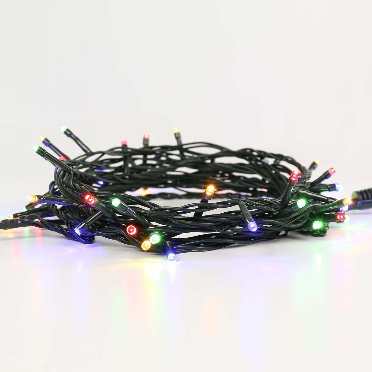 ConnectGo Outdoor LED Fairy Lights, Low Voltage (31v), Connectable, Dark Green Cable