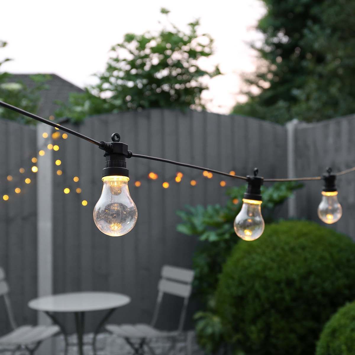 ConnectGo Solar Large Festoon Lights, Connectable, Clear LED Bulbs (includes Solar Panel)