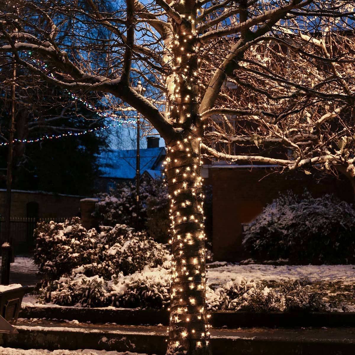 ConnectGo Warm White Outdoor LED Fairy Lights, Low Voltage (31v), Connectable, Dark Green Cable