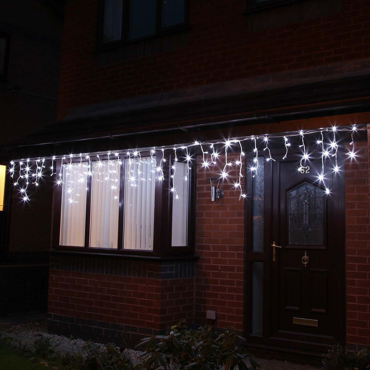 ConnectPro Outdoor LED Icicle Lights, Connectable, White Rubber Cable