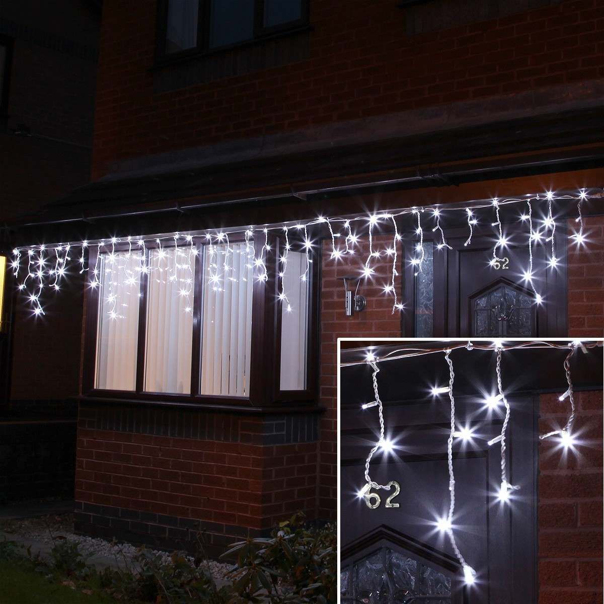 ConnectPro Icicle Lights, Flash Bulb LEDs, Connectable, White Rubber Cable