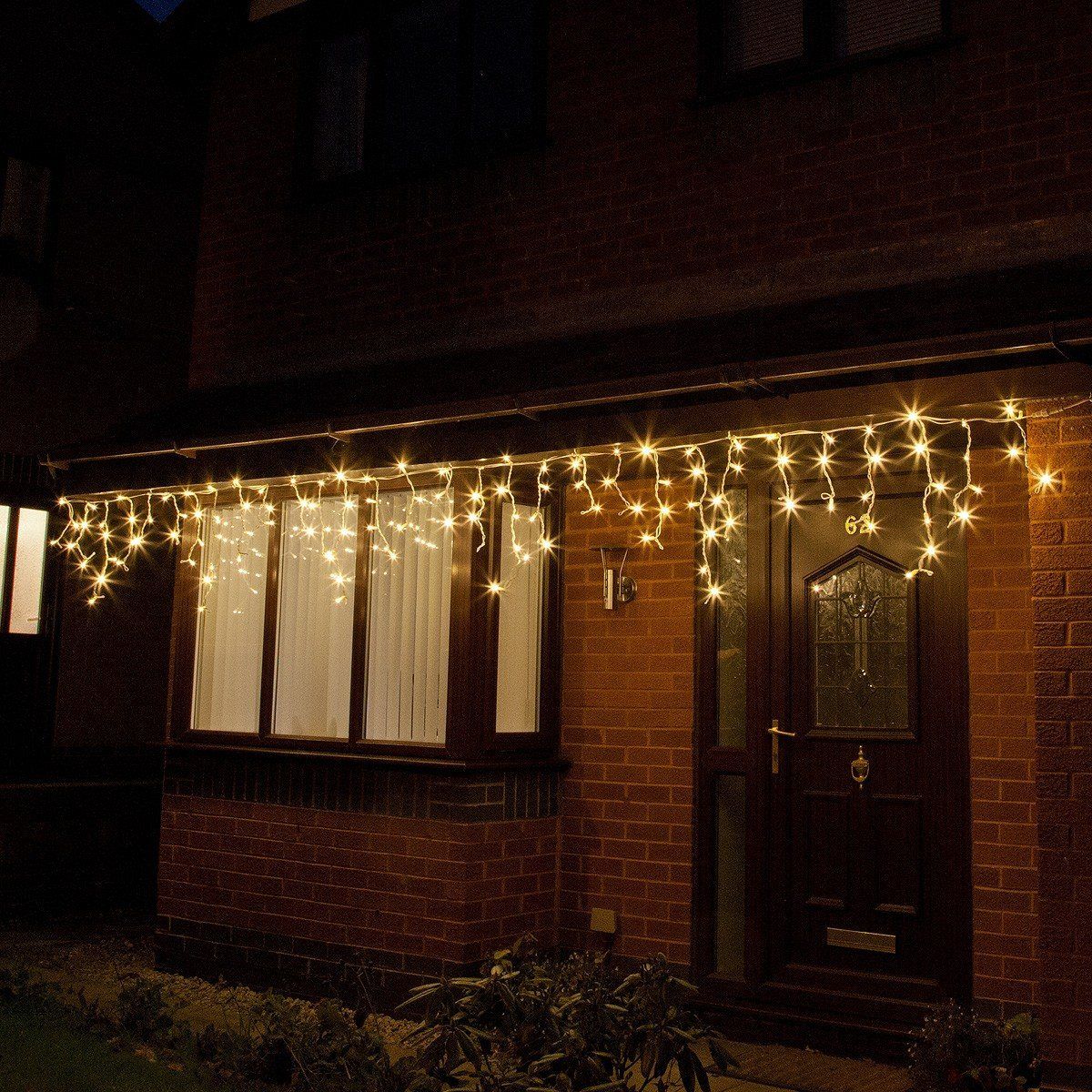 ConnectPro Outdoor LED Icicle Lights, Connectable, White Rubber Cable