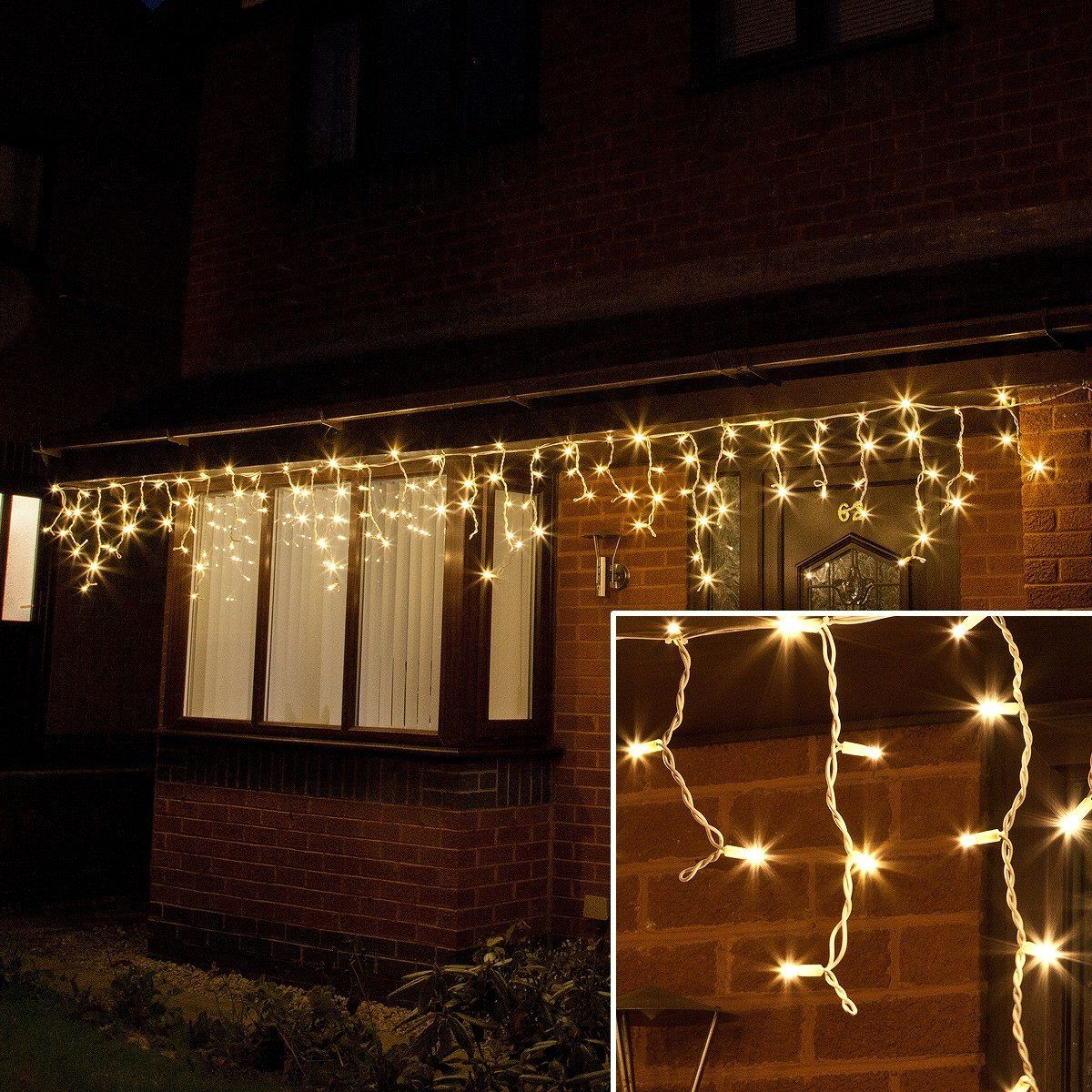 ConnectPro Icicle Lights, Flash Bulb LEDs, Connectable, White Rubber Cable