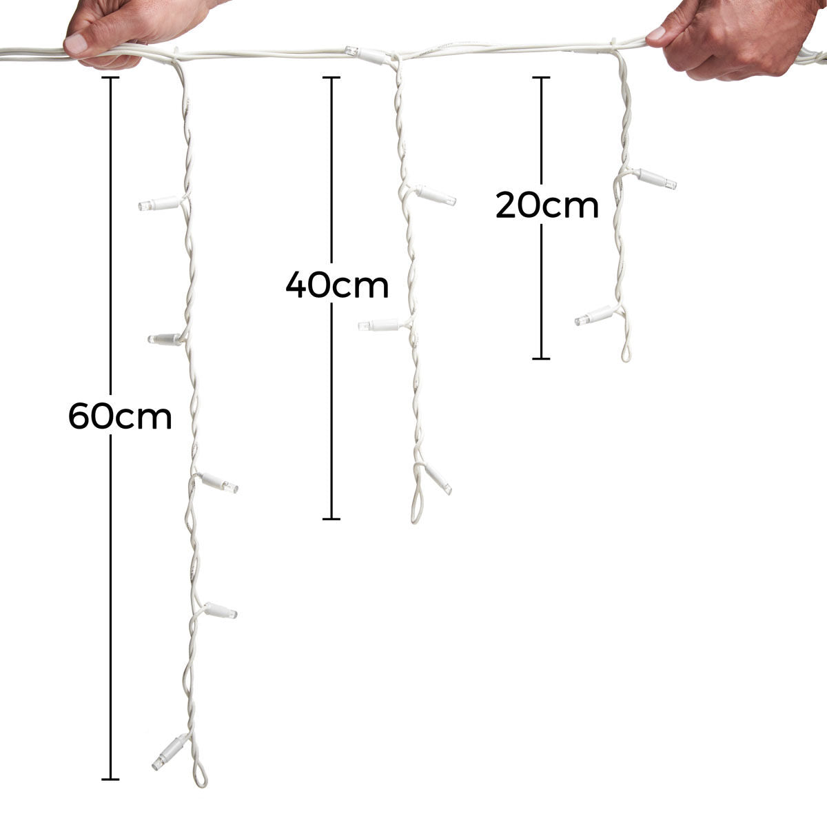 ConnectPro Icicle Lights, Flash Bulb LEDs, Connectable, White Rubber Cable