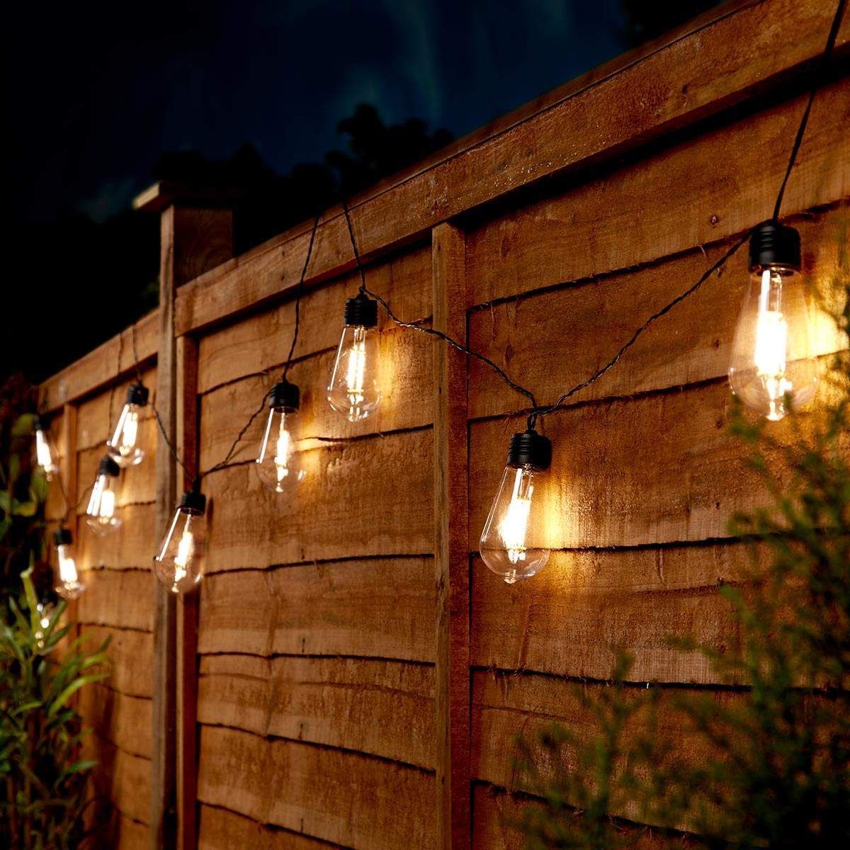 Solar Filament Effect Warm White LED Festoon Lights