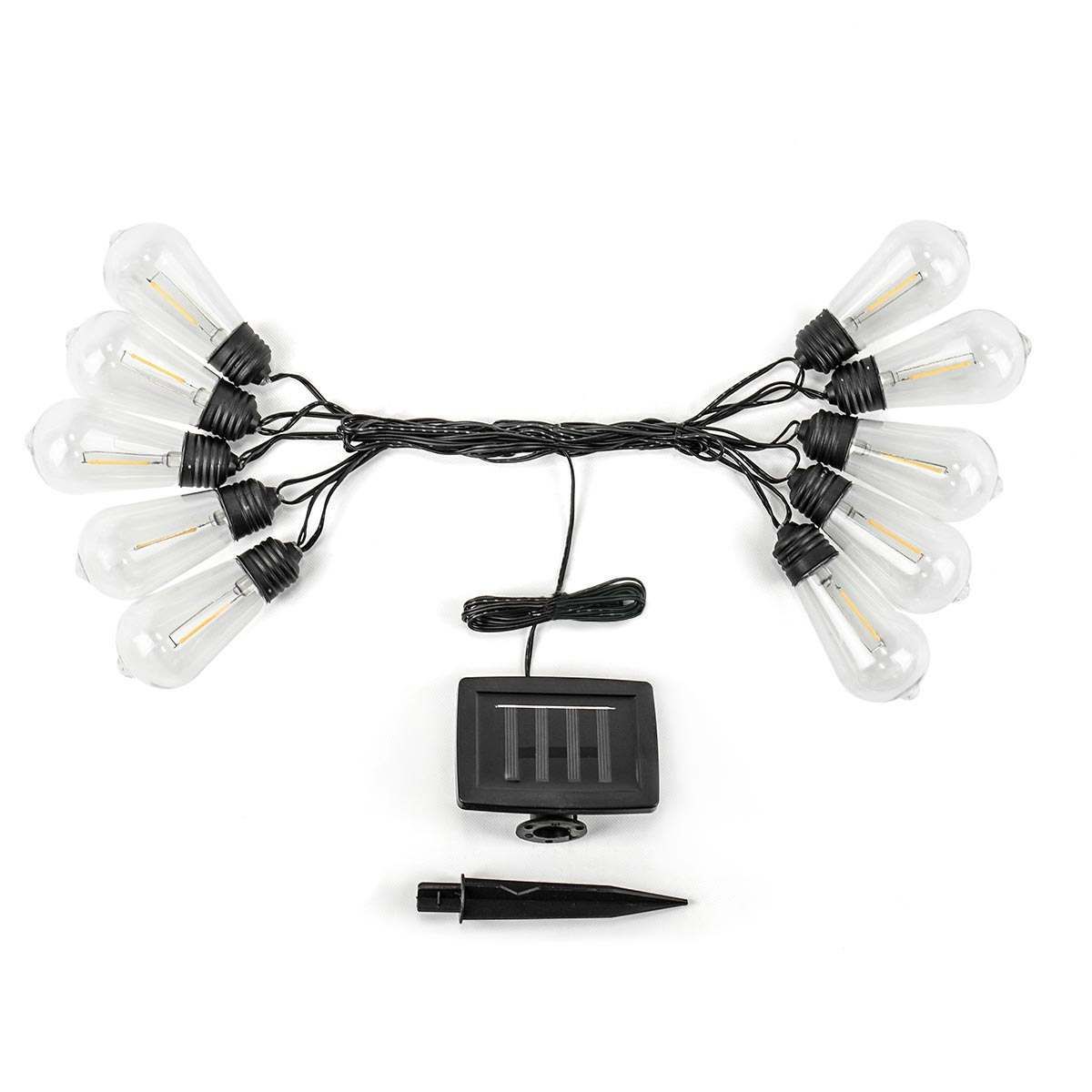 Solar Filament Effect Warm White LED Festoon Lights